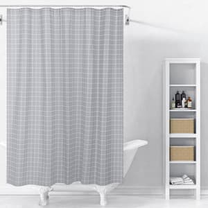 Raystar 70 in. x 72 in. Gray PEVA Plaid Shower Curtain