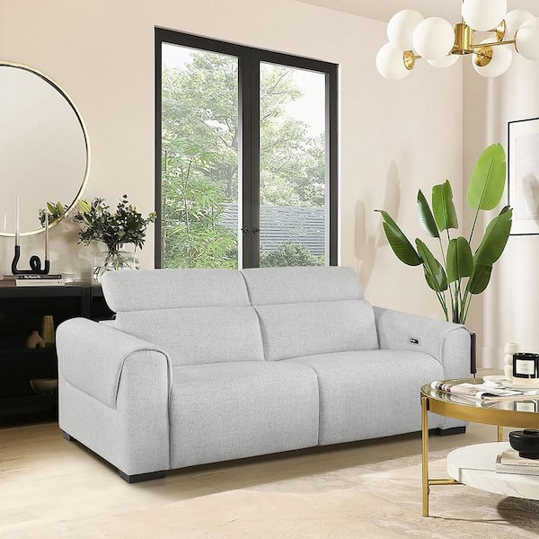 Lazzara Violetta 82 in. W Cloud Chenille Power Double Reclining 2-Seater Loveseat with Power Headrests