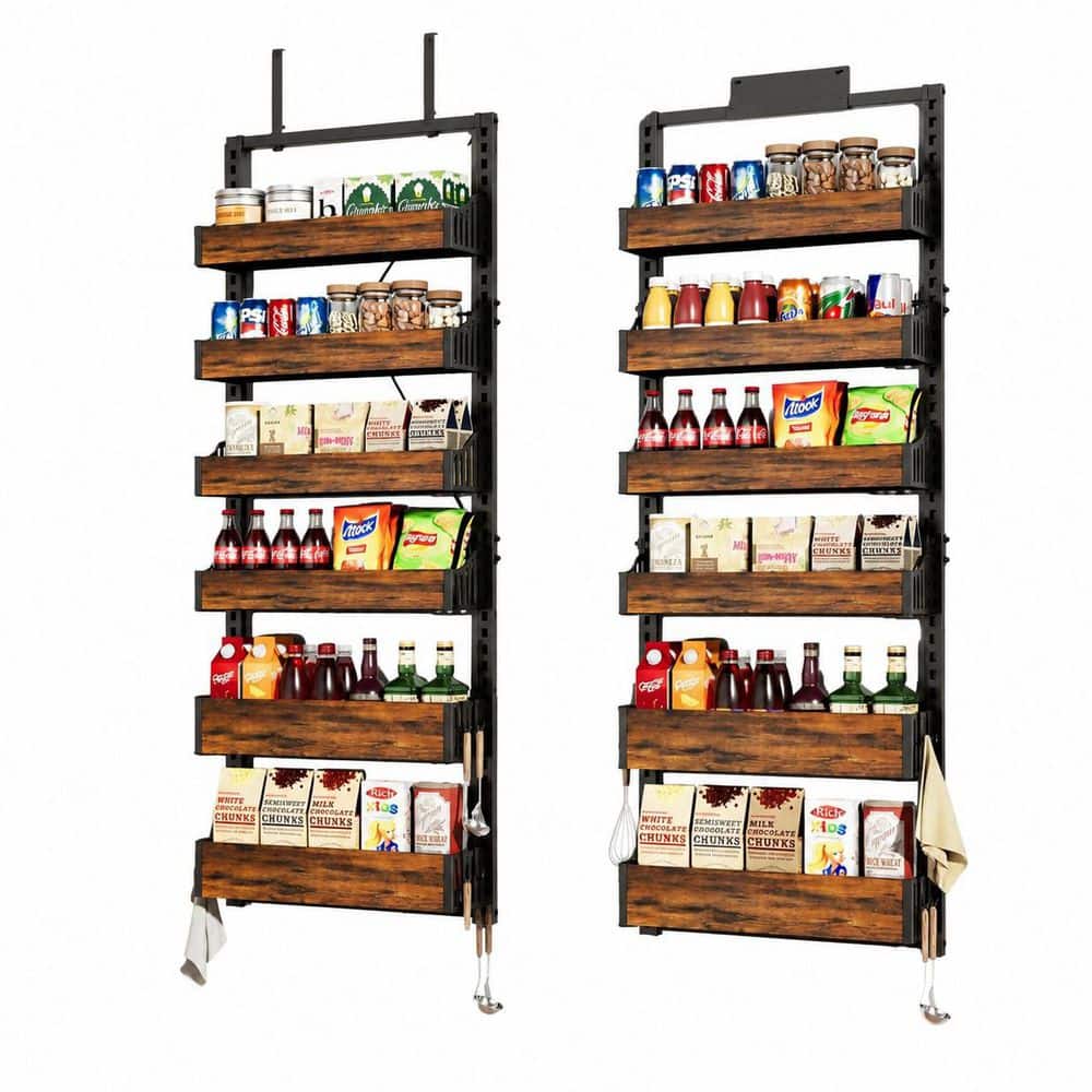 6-Shelf Black Adjustable Metal Over the Door Pantry Organizer with Hanging Basket price history on PriceWatchPro