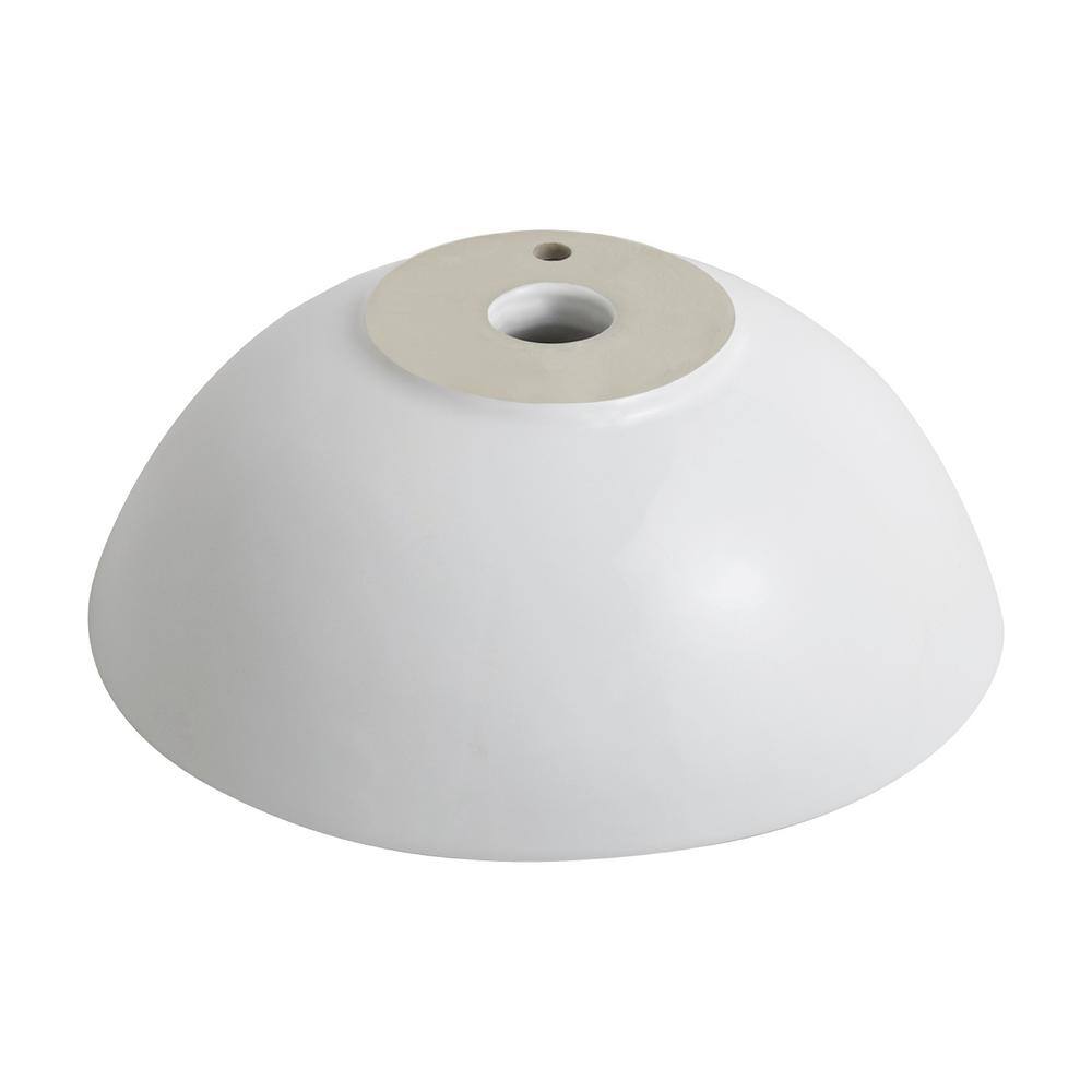 Elavo White Ceramic Round Vessel Sink with Brushed Nickel Drain