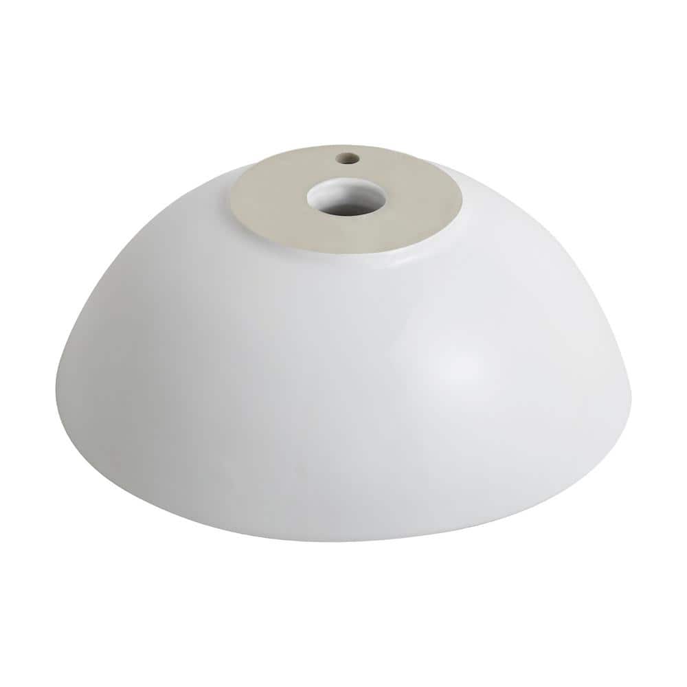 Elavo White Ceramic Round Vessel Sink with Oil Rubbed Bronze Drain