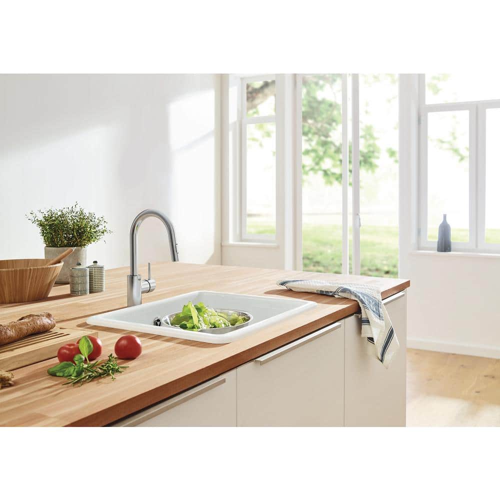 Modern 15" Stainless Steel Pull-Down Kitchen Faucet with Dual Spray