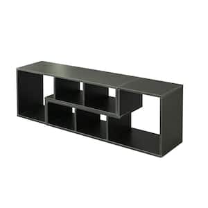 55 in. Black Double L-Shaped TV Stand Display Shelf Bookcase for Home Furniture