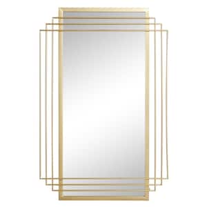 36 in. x 24 in. Geometric Rectangle Framed Gold Wall Mirror