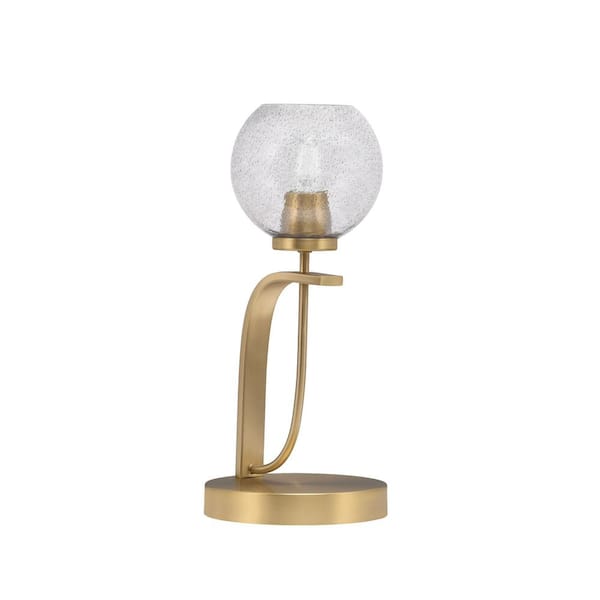 Unbranded Olympia 15.5 in. New Age Brass Piano Desk Lamp with Smoke Bubble Glass Shade