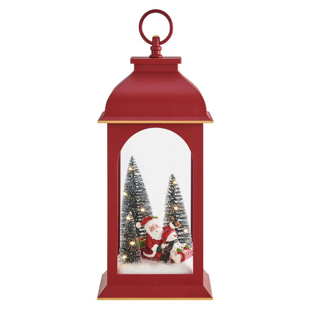 Tabletop Red Christmas Santa Winter Scene Diorama Lighted Lantern Decoration price history on PriceWatchPro