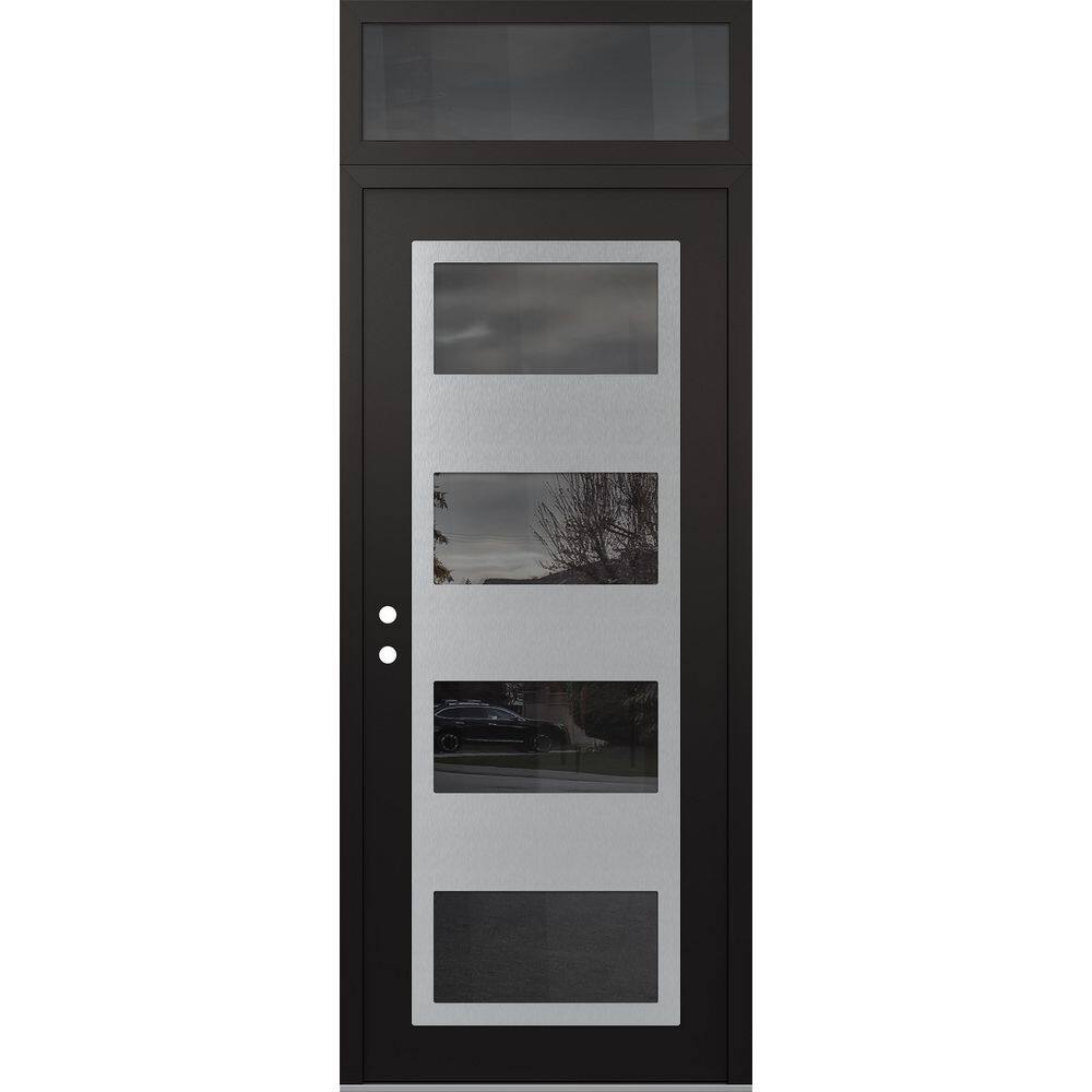 C2 36 in. x 96 in. Silver P-Right-Hand/Inswing Mirrored Glass Black/Black Transom Steel Prehung Front Door price history on PriceWatchPro