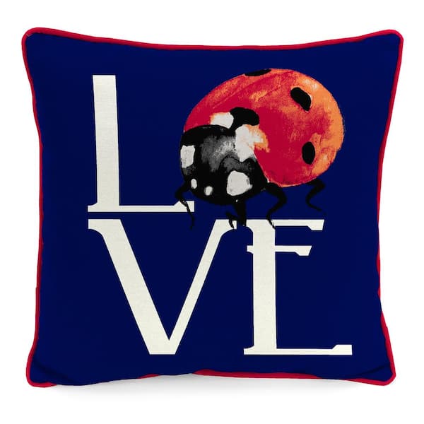 Jordan Manufacturing 16 in. L x 16 in. W x 4 in. T Outdoor Throw Pillow in Love Ladybug