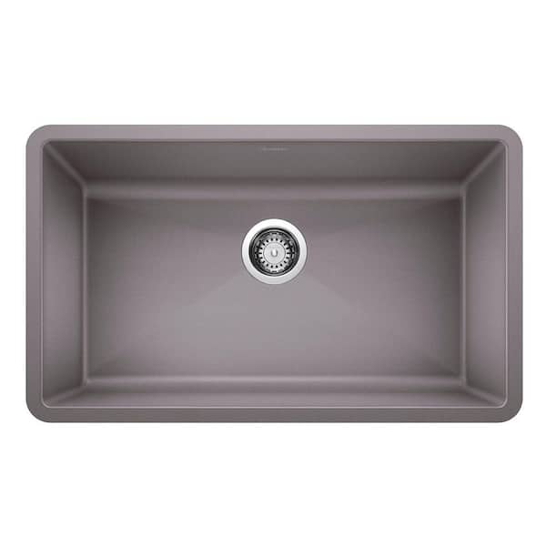Blanco PRECIS Undermount Granite Composite 32 in. Single Bowl Kitchen Sink in Metallic Gray