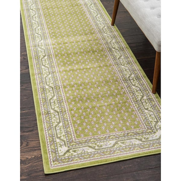 Williamsburg Allover Green 2' 9 x 9' 10 Runner Rug