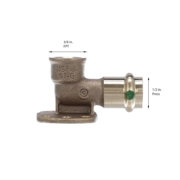 ProPress 1/2 in. Press x 3/8 in. FPT Zero-Lead Bronze 90-Degree Drop Ear Elbow (5-Pack)