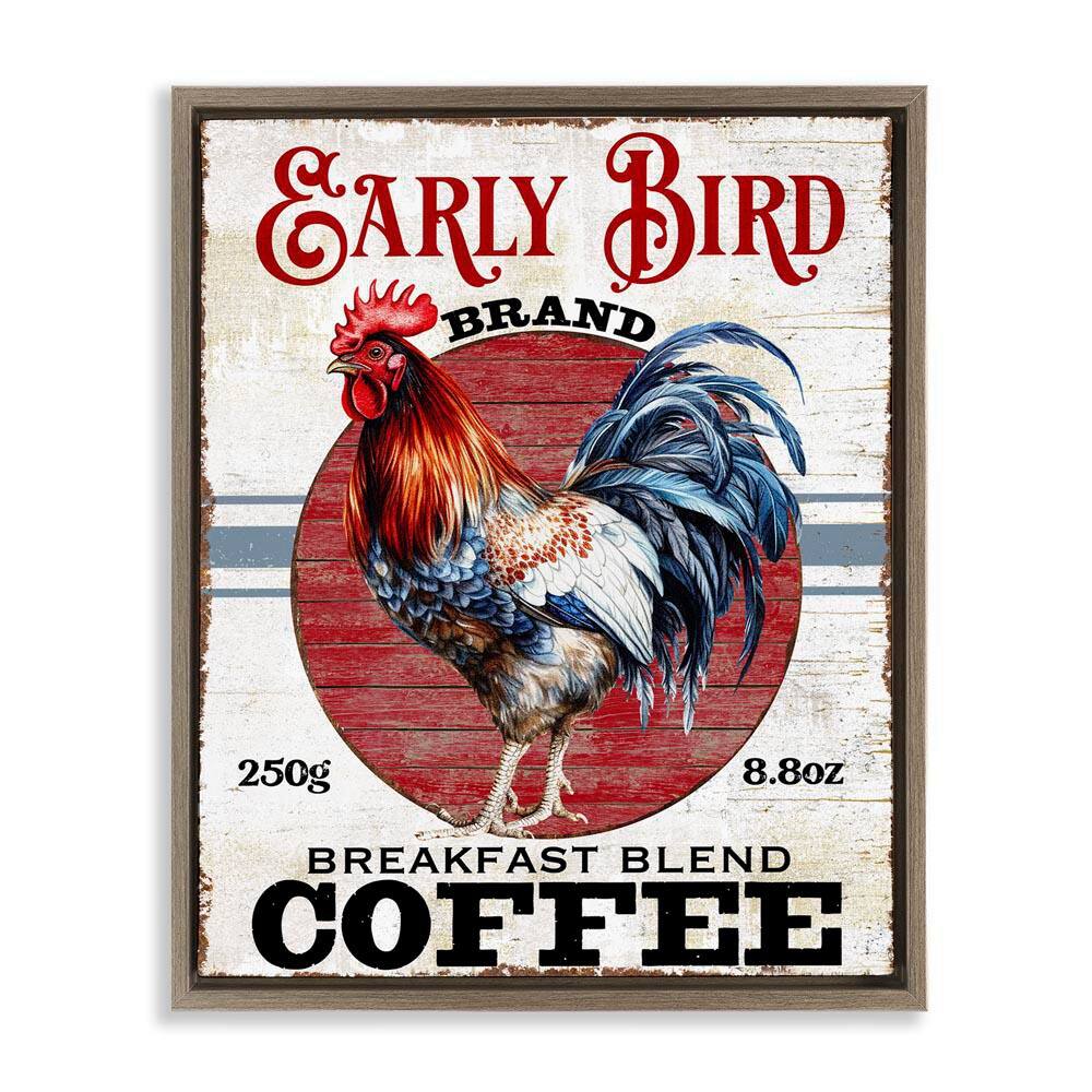 Vintage Early Bird Coffee by Creatif Belle Brown Floater Frame Food Graphic Art Print 21 in. x 17 in. price history on PriceWatchPro