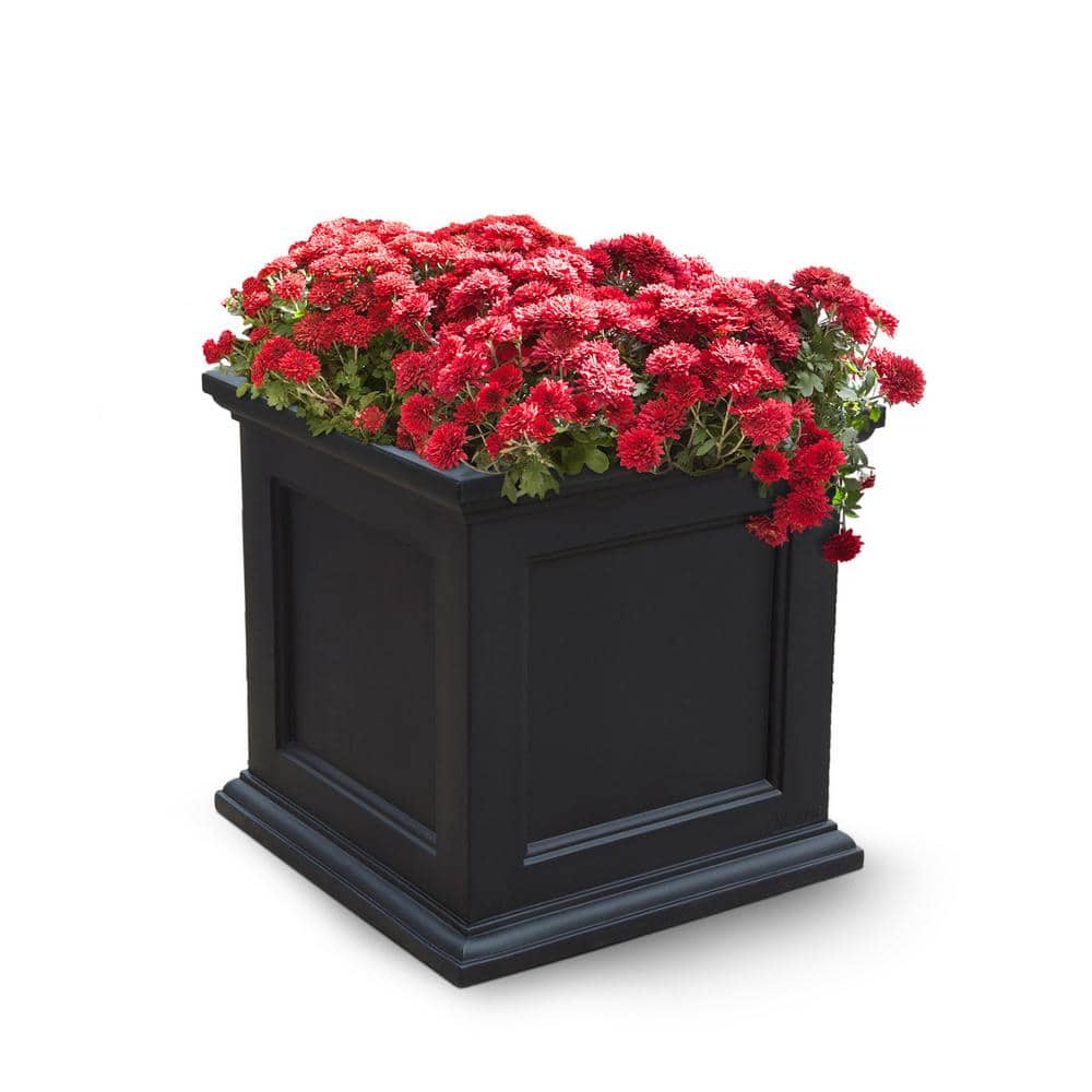 Fairfield 28" Square Black Polyethylene Outdoor Planter Box