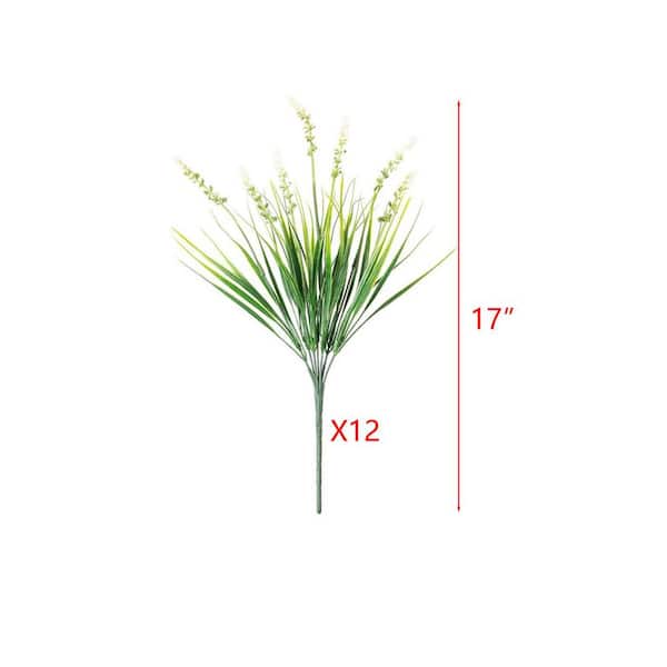 Artificial Faux Monkey Grass Ornaments, 12-Pack (White) L0D8DKSWMQ