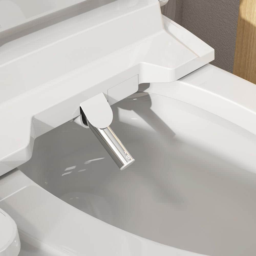 White Smart Bidet Seat with Warm Water and Heated Dryer