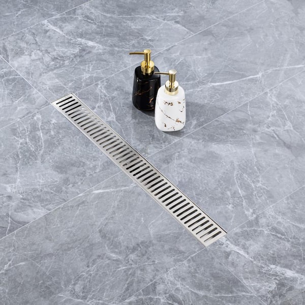 Juno 24 Inch Linear Rectangular Shower Drain In Brushed Nickel