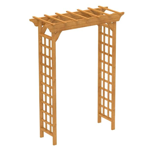 85.5 in. x 63 in. Wood Arbor, Wedding Arch for Ceremony, Wood Trellis for Plant Climbing, Decor Pergola for Garden