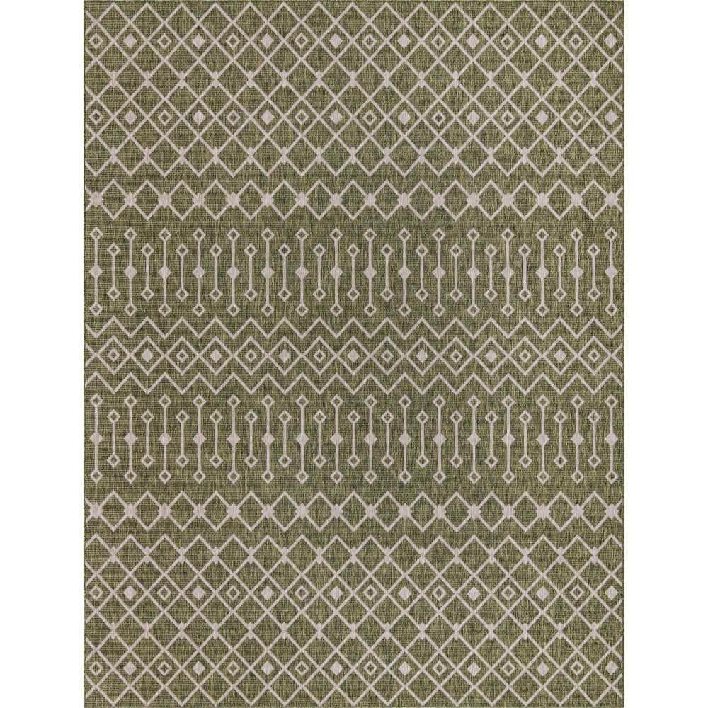 Unique Loom Outdoor Trellis Tribal Trellis Green 10 ft. x 13 ft. Area