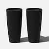 Veradek Selena 28 in. Black Plastic Pot Planter (2-Pack) SLV28B