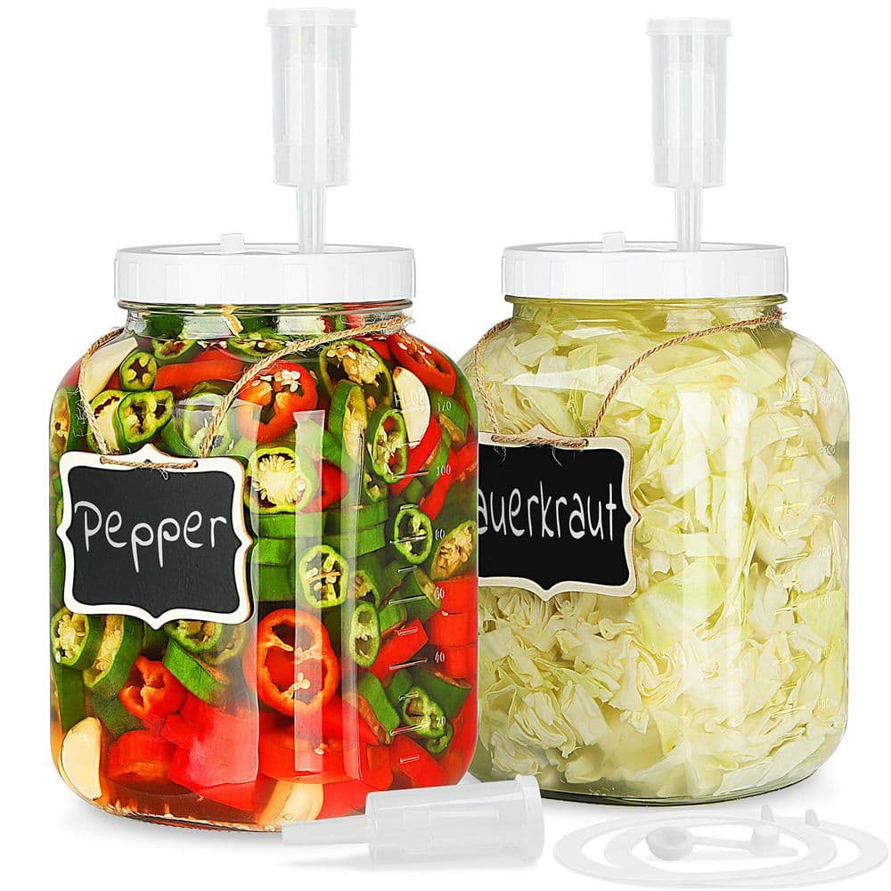 1 gal. Large Fermentation Jars with 2 Screw Lid and 3 Airlock, Wide Mouth Glass Jar for Sourdough Starter (2-Pack) price history on PriceWatchPro
