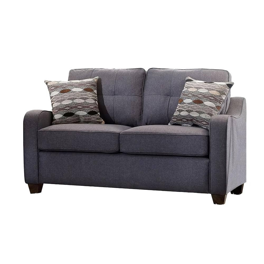 Acme Furniture Cleavon II 31 in. Gray Linen Fabric 2-Seats Loveseats with 2  Pillows 53791 - The Home Depot