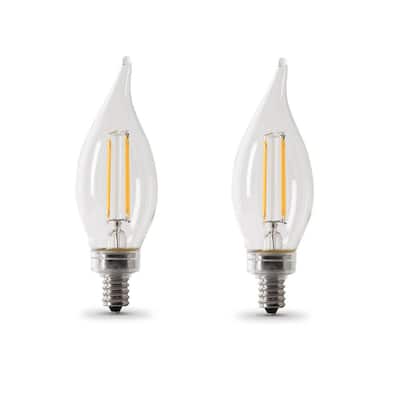 60-Watt Equivalent CA10 Candelabra Dimmable Filament CEC Clear Glass Chandelier LED Light Bulb, Daylight (2-Pack)