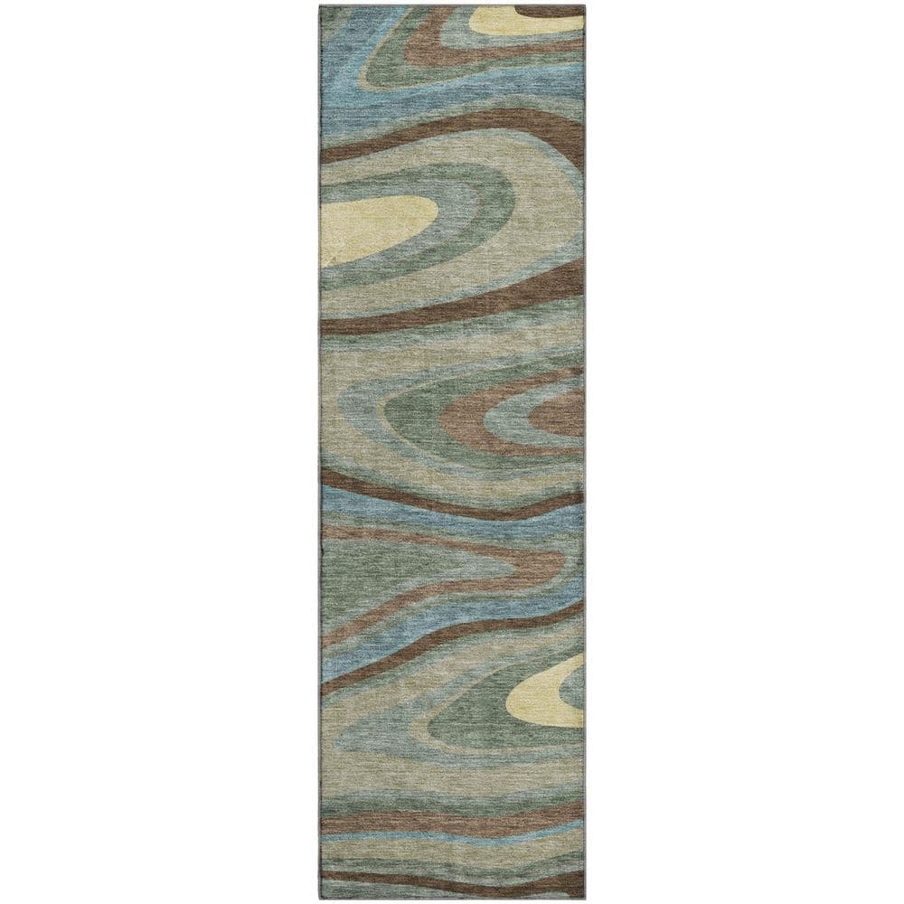 Mayfield Premium Machine Washable Abstract AMF2494 Basil 2 ft. x 7 ft. Runner Rug price history on PriceWatchPro