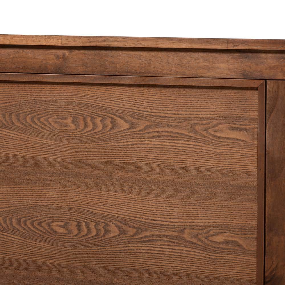 Elegant Walnut Brown King Size Wood Canopy Platform Bed