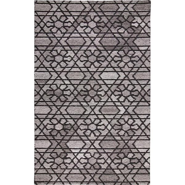 2 ft. x 8 ft. Black, Taupe Paisley Area Rug
