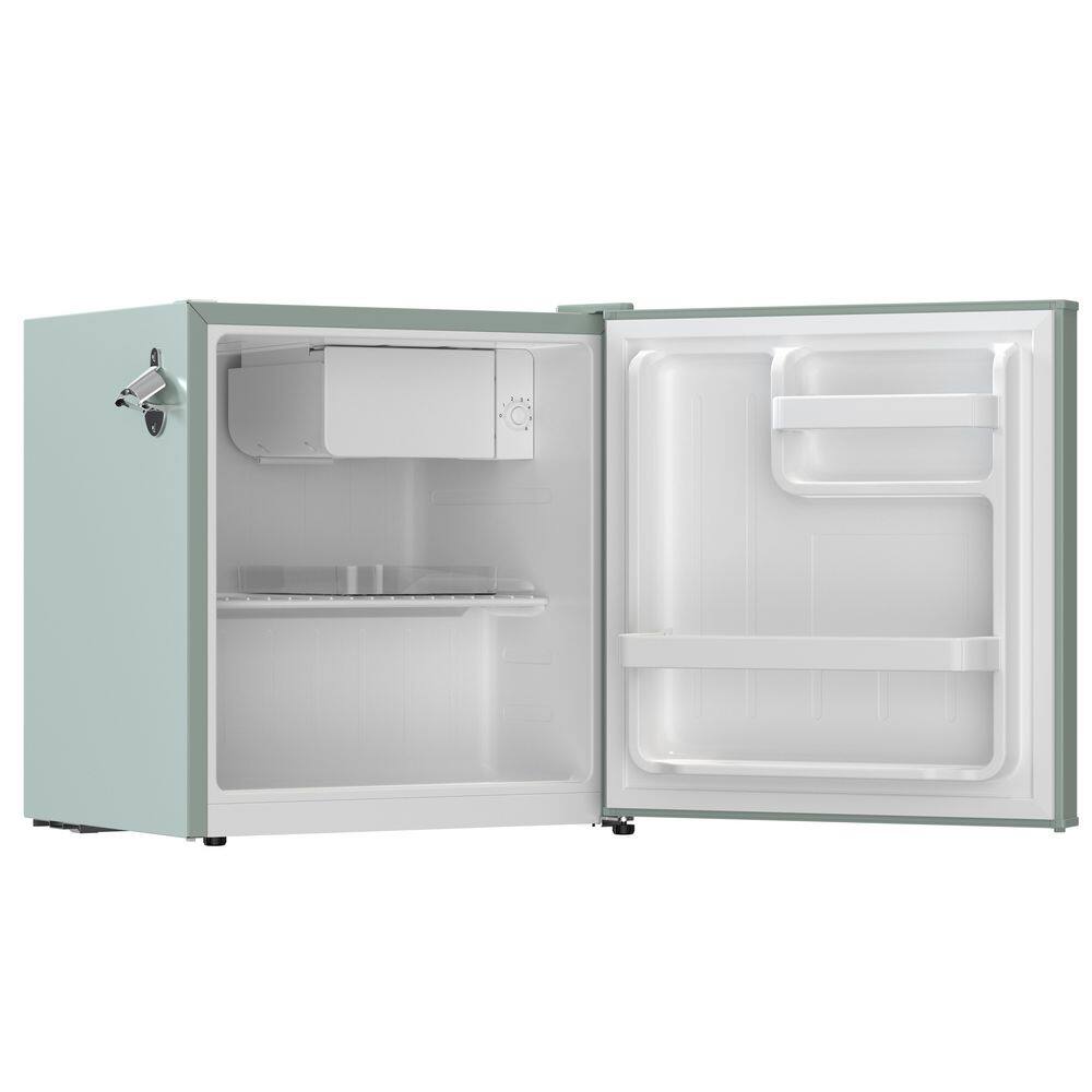 Sage Green Retro Mini Refrigerator with Silver Bar Handle