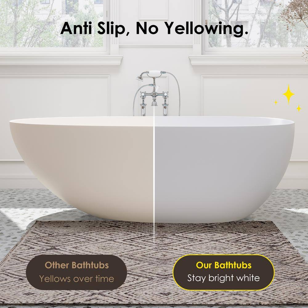 Giotto 59" Matte White Solid Surface Freestanding Soaking Bathtub