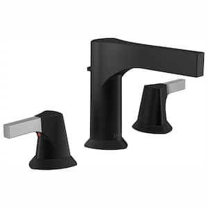 Zura 8 in. Widespread 2-Handle Bathroom Faucet with Metal Drain Assembly in Chrome/Matte Black