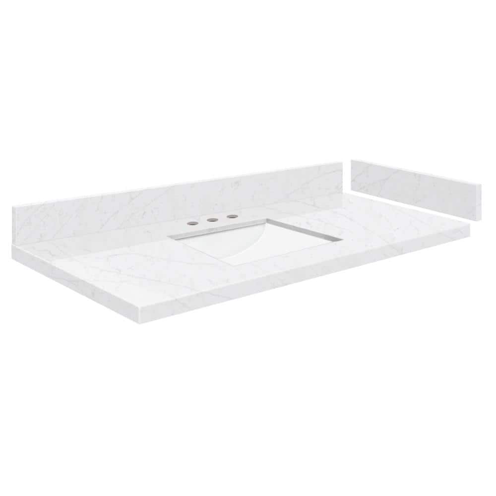 Silestone 48.5 in. W x 22.25 in. D Quartz White Rectangular Single Sink Vanity Top in Statuario price history on PriceWatchPro