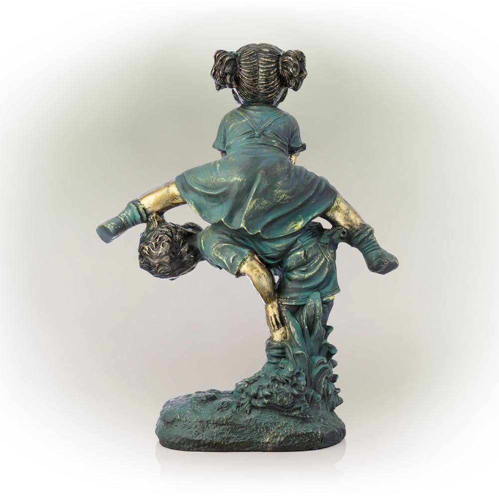 Whimsical Playfulness Antique Finish Children Garden Statue