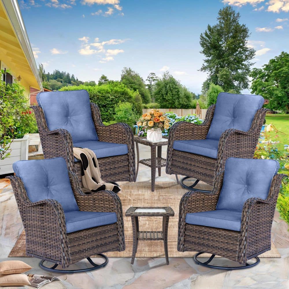 kuurfuurdo Brown 6 Piece Wicker Patio Conversation Set kuurfuurdo Brown 6 Piece Wicker Patio Conversation Set