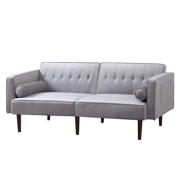 NEUTYPE 79 in. W Light Grey Velvet Twin Sofa Bed A-GE18011 - The Home Depot