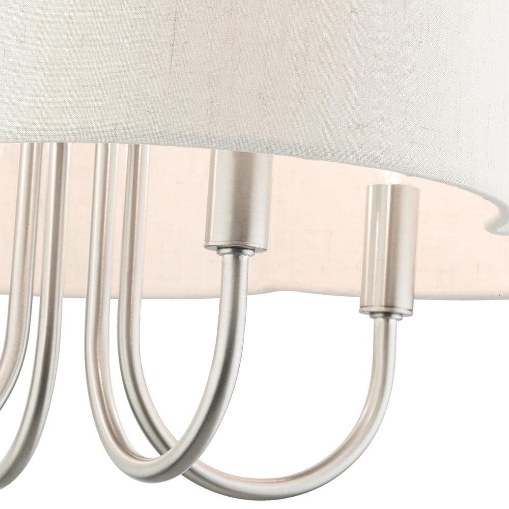 Mini Drum 4-Light Brushed Nickel Chandelier with Scalloped Shade