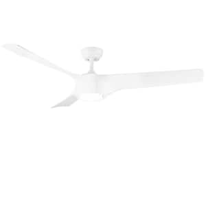 Splenda 56 in. Indoor Modern Matte White Ceiling Fans with 3-Colors Integrated LED and ABS Blades, Remote Control