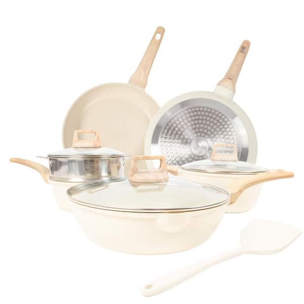 Siavonce Nonstick Cookware Set, Kitchen Cookware Sets Hard Anodized Granite Pots and Pans, 17 Piece