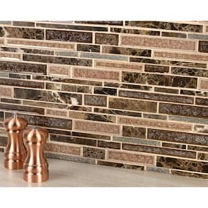Olive Branch Dark Roast 11-3/4 in. x 11-3/4 in. Glass and Stone Mosaic Tile