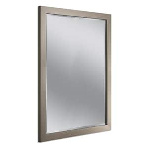 34 in. W x 44 in. H Framed Rectangular Beveled Edge Bathroom Vanity Mirror in Brush Nickel