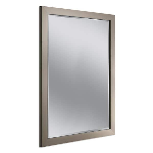 Deco Mirror 34 in. W x 44 in. H Framed Rectangular Beveled Edge Bathroom Vanity Mirror in Brush Nickel