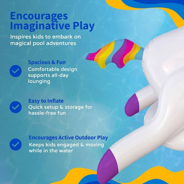 Blue Wave Cloud Rider Rainbow Unicorn Inflatable Ride-On