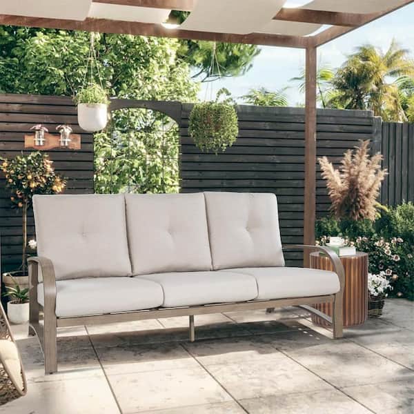 ULAX FURNITURE CHAMBER 1-Piece Aluminum Outdoor Conversation Sofa with Sunbrella Cushions