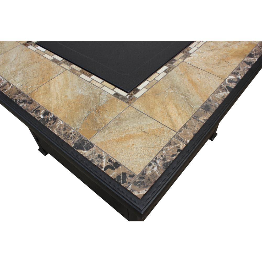 Bronze Square Tile Top Gas Fire Pit Table