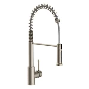 Single-Handle Pull Down Spring Sprayer Kitchen Faucet in Brushed Nickel