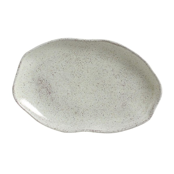 11.81 in. Pistache Teal Stoneware Shallow Oval Platter Medium (Set of 4)