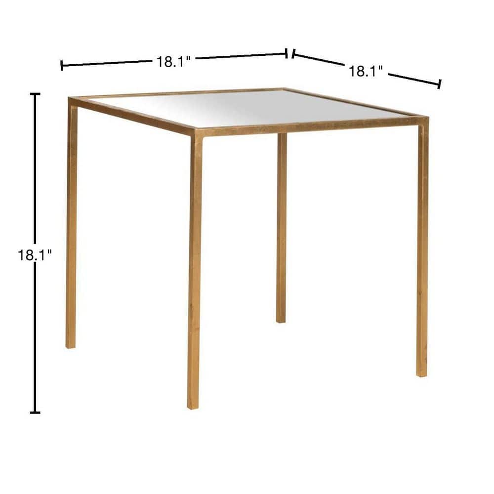 Elegant Gold Leaf Mirrored Square Side Table