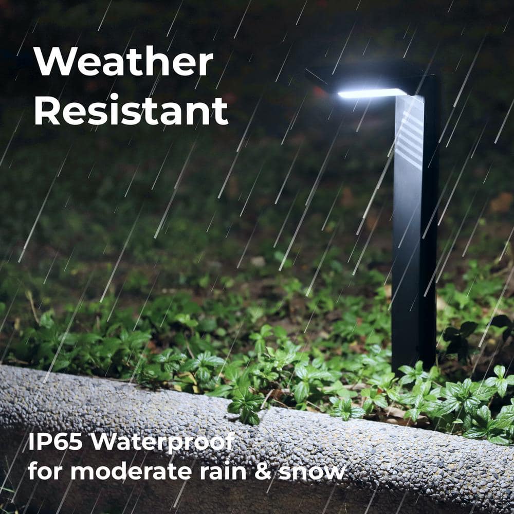 16.5" Black Solar LED Pathway Lights with Dusk to Dawn
