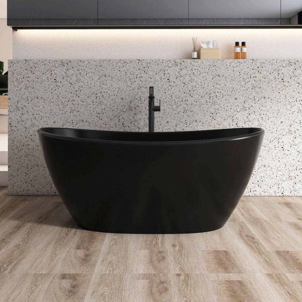 65 in. x 33.5 in. Solid Surface Flatbottom Freestanding Soaking Bathtub in Matte Black price history on PriceWatchPro